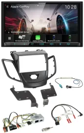 Kenwood Lenkrad 2DIN USB DAB Bluetooth Autoradio für Ford Fiesta 10-17 schwarz