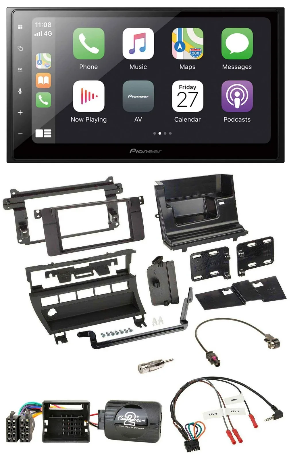 Pioneer Lenkrad Bluetooth DAB 2DIN USB Autoradio für BMW 3er 2001-2006 5 Schalte