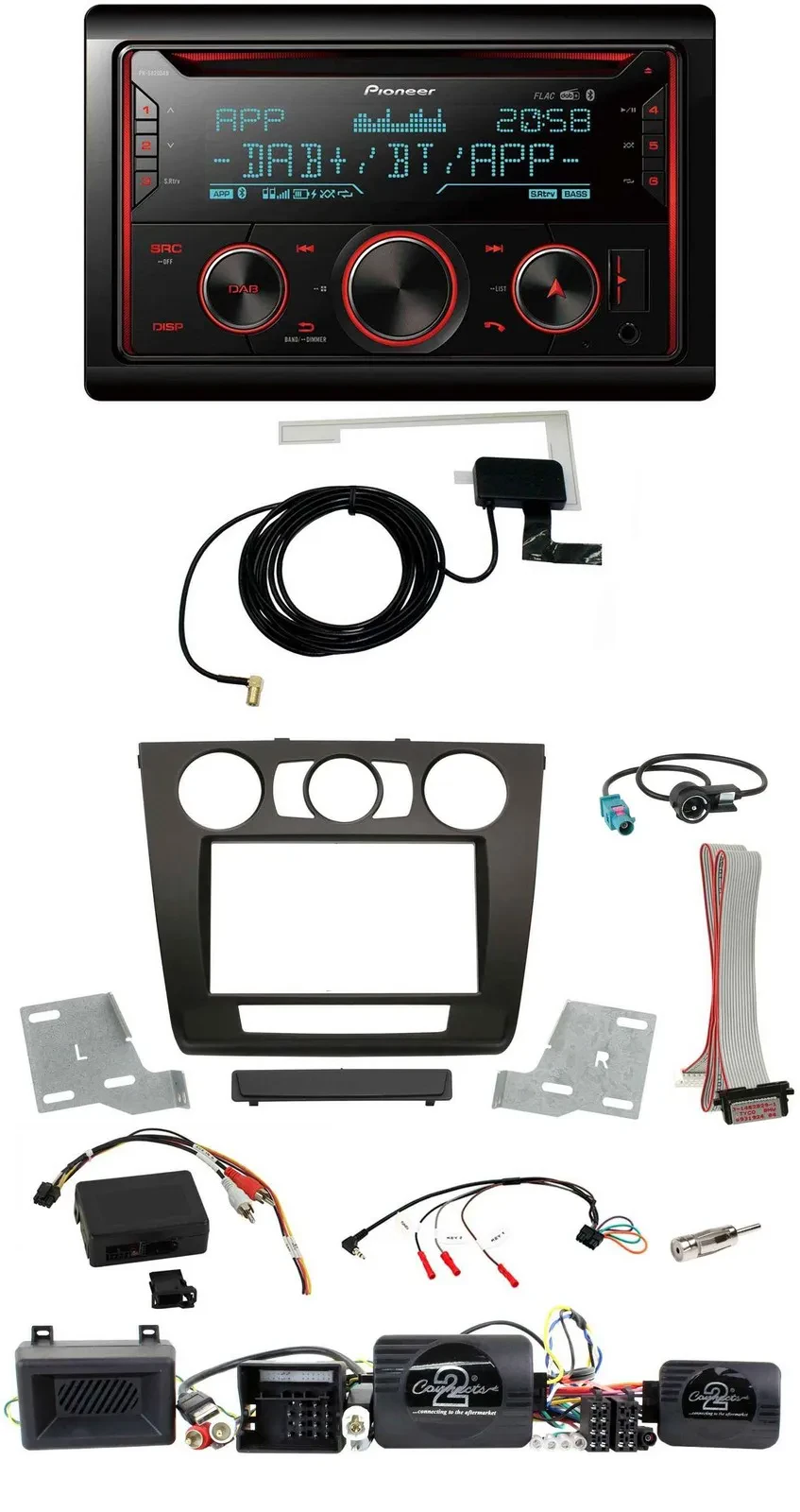 Pioneer 2DIN Lenkrad DAB USB CD Bluetooth Autoradio für BMW 1er Aktiv PDC man. K