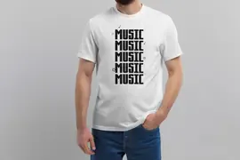 Футболка Popmerch MWXS29 "Music 5x" белая, мужская, размер XS