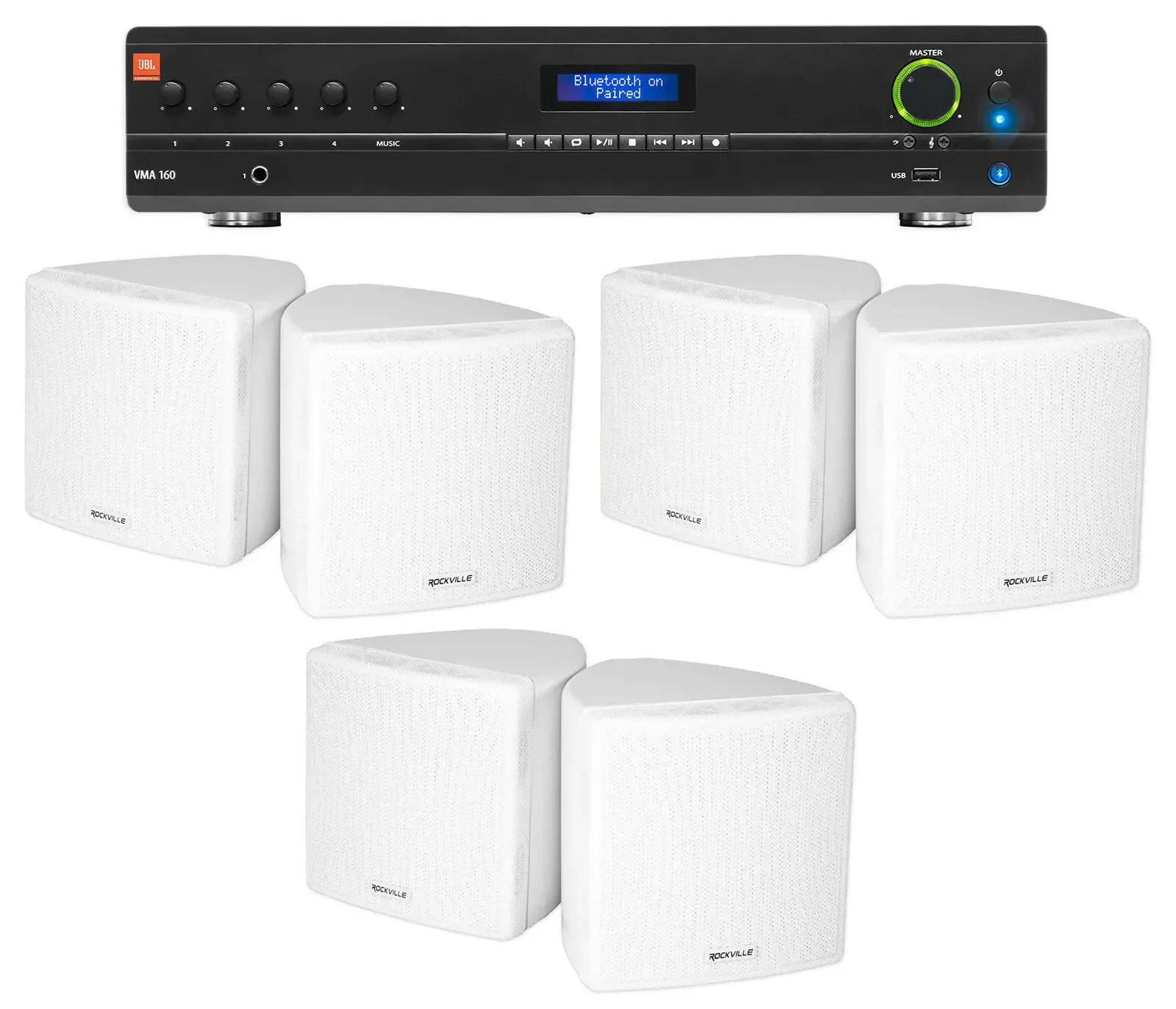 Настенная акустика JBL Cube 70v White с усилителем (6 штук)
