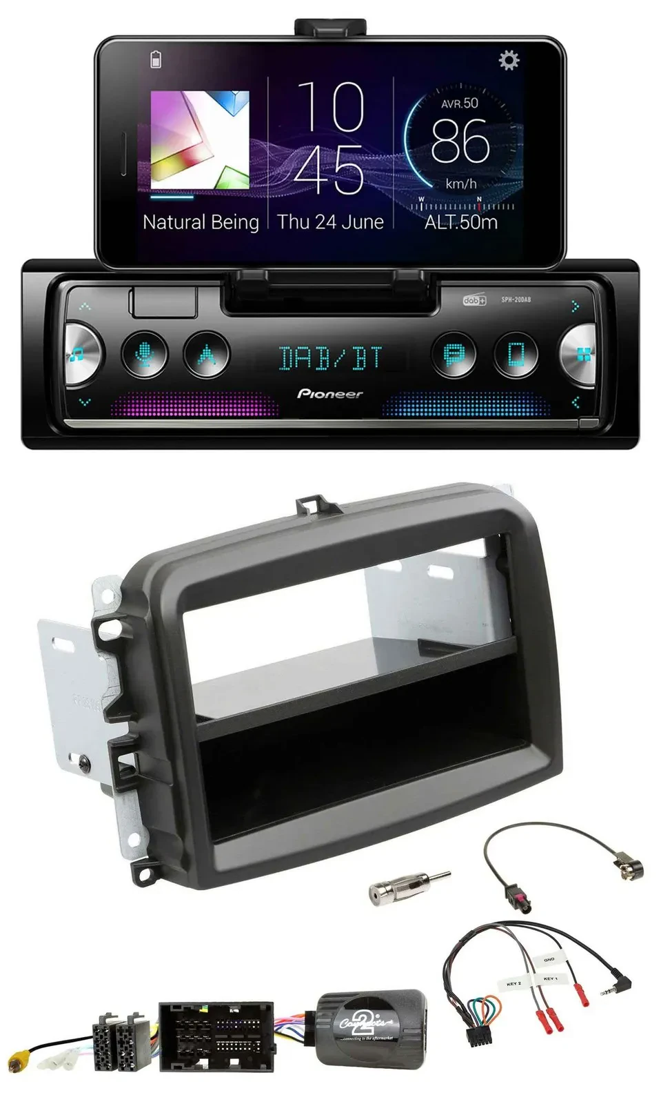 Автомагнитола Pioneer для Fiat 500L (с 2012), USB, Bluetooth, DAB, поддержка управления на руле