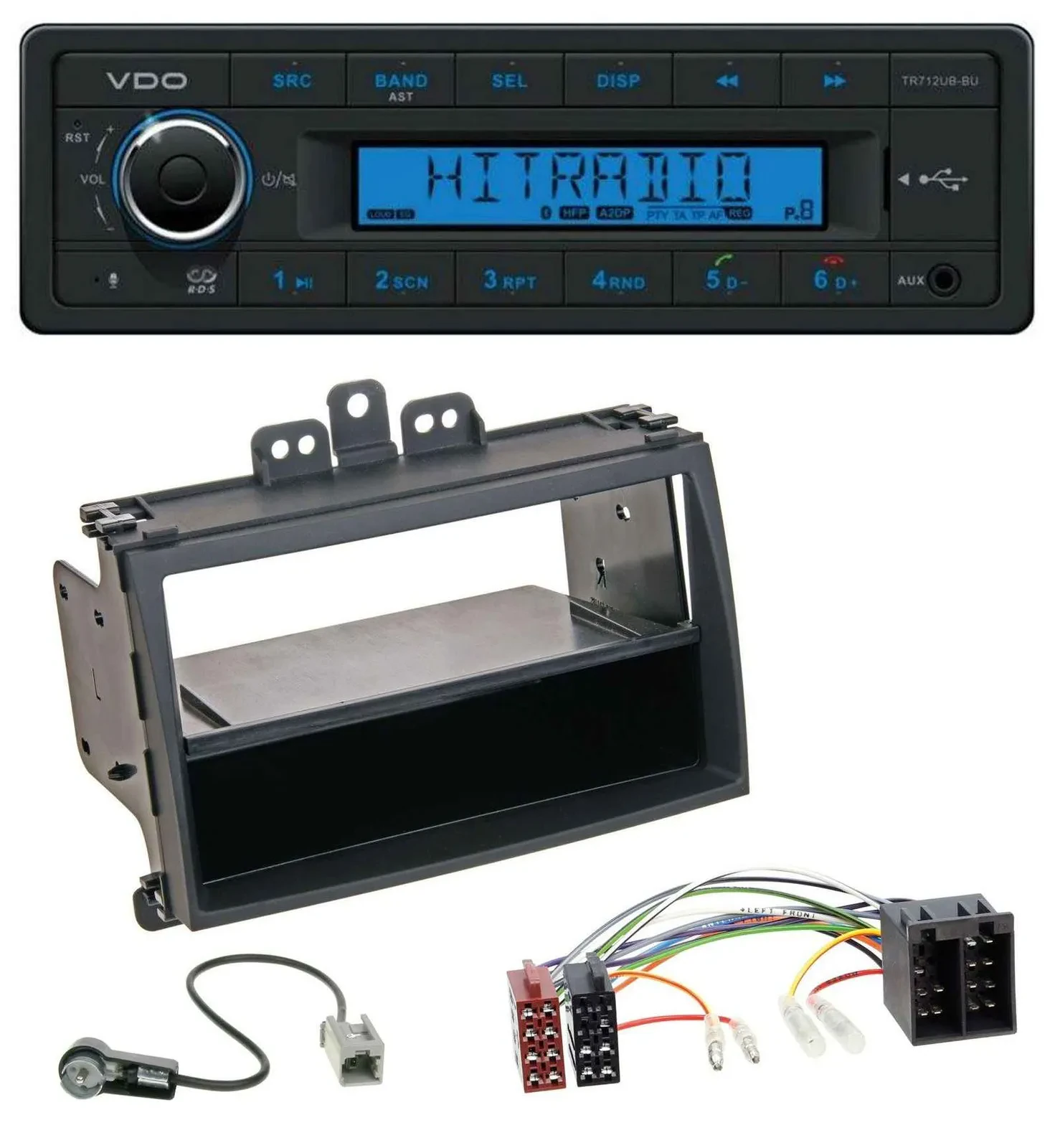VDO Bluetooth AUX USB MP3 Autoradio für Hyundai i20 08-11 Rubber-Touch Ablagefac