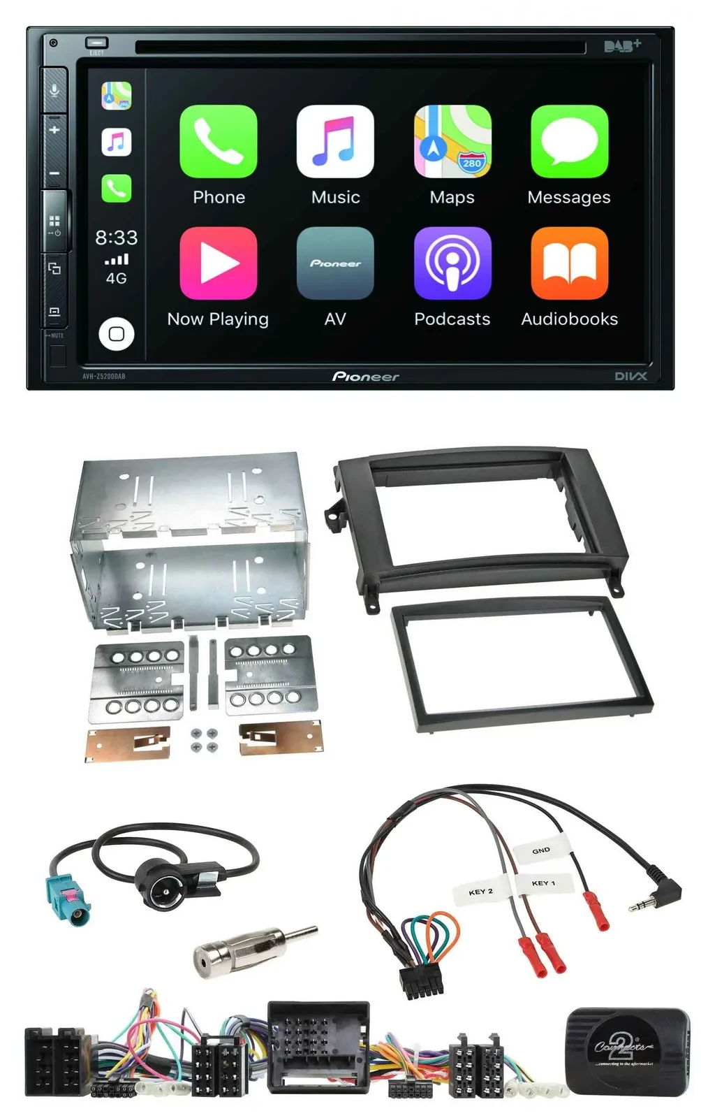 Pioneer DVD 2DIN Lenkrad DAB Bluetooth USB Autoradio für Mercedes A- B-Klasse W1