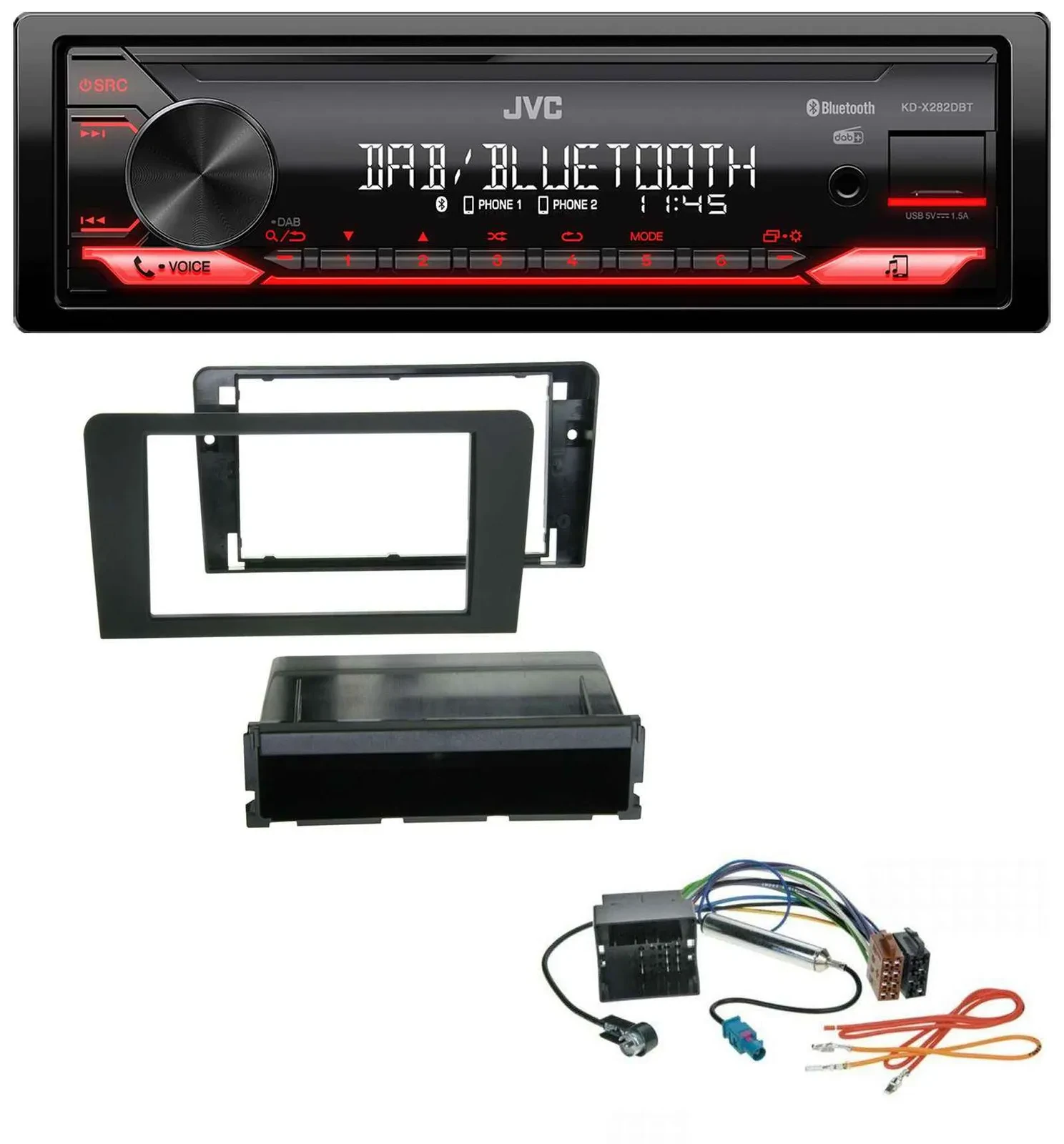Автомагнитола JVC Bluetooth USB DAB MP3 для Audi A3 8P 2003–2012 (Symphony Quadlock)