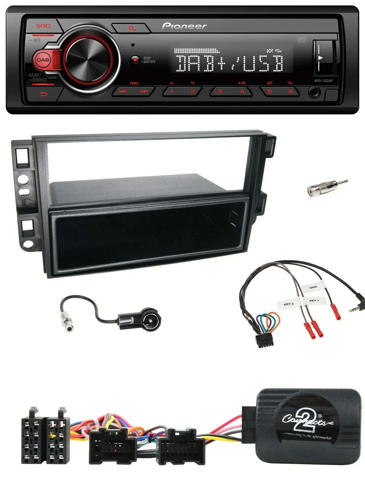 Автомагнитола Pioneer 1 DIN, DAB, USB, MP3, совместима с управлением на руле, для Chevrolet Aveo/Captiva (2006–2011)