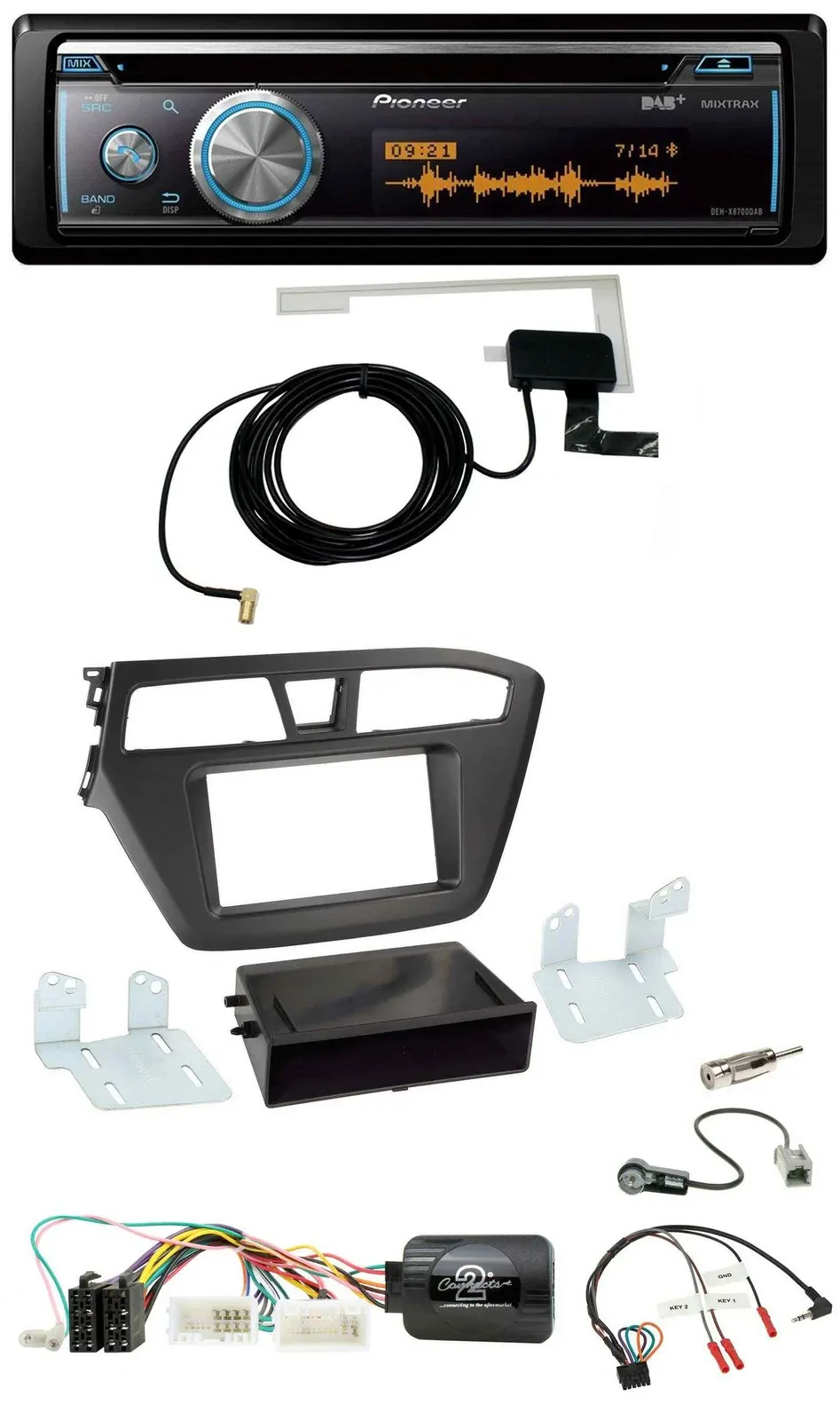 Pioneer Bluetooth DAB Lenkrad USB CD Autoradio für Hyundai i20 (ab 2015)