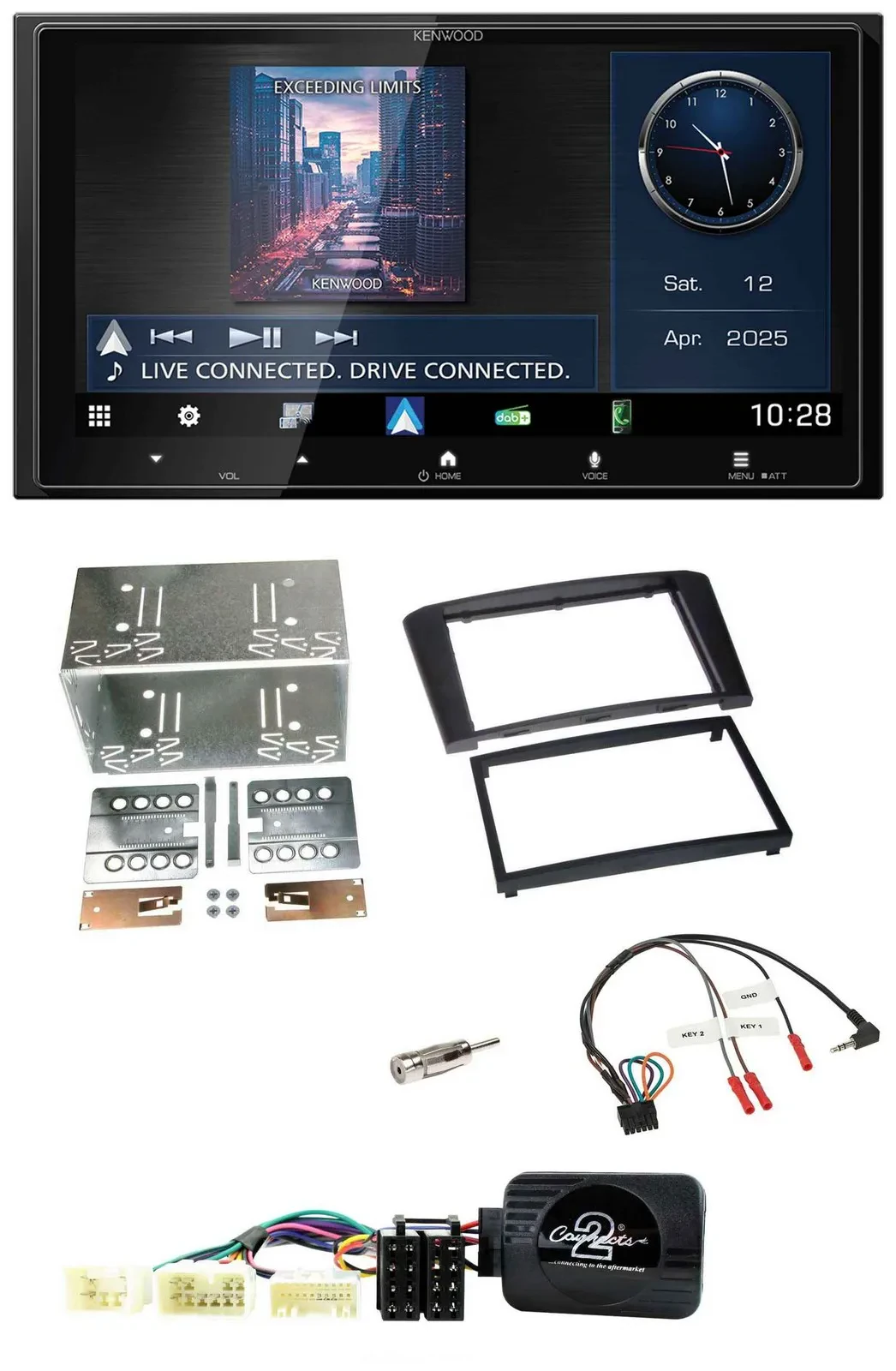 Автомагнитола Kenwood 2-DIN, Bluetooth, USB, DAB, поддержка кнопок на руле, для Toyota Avensis 2003–2009