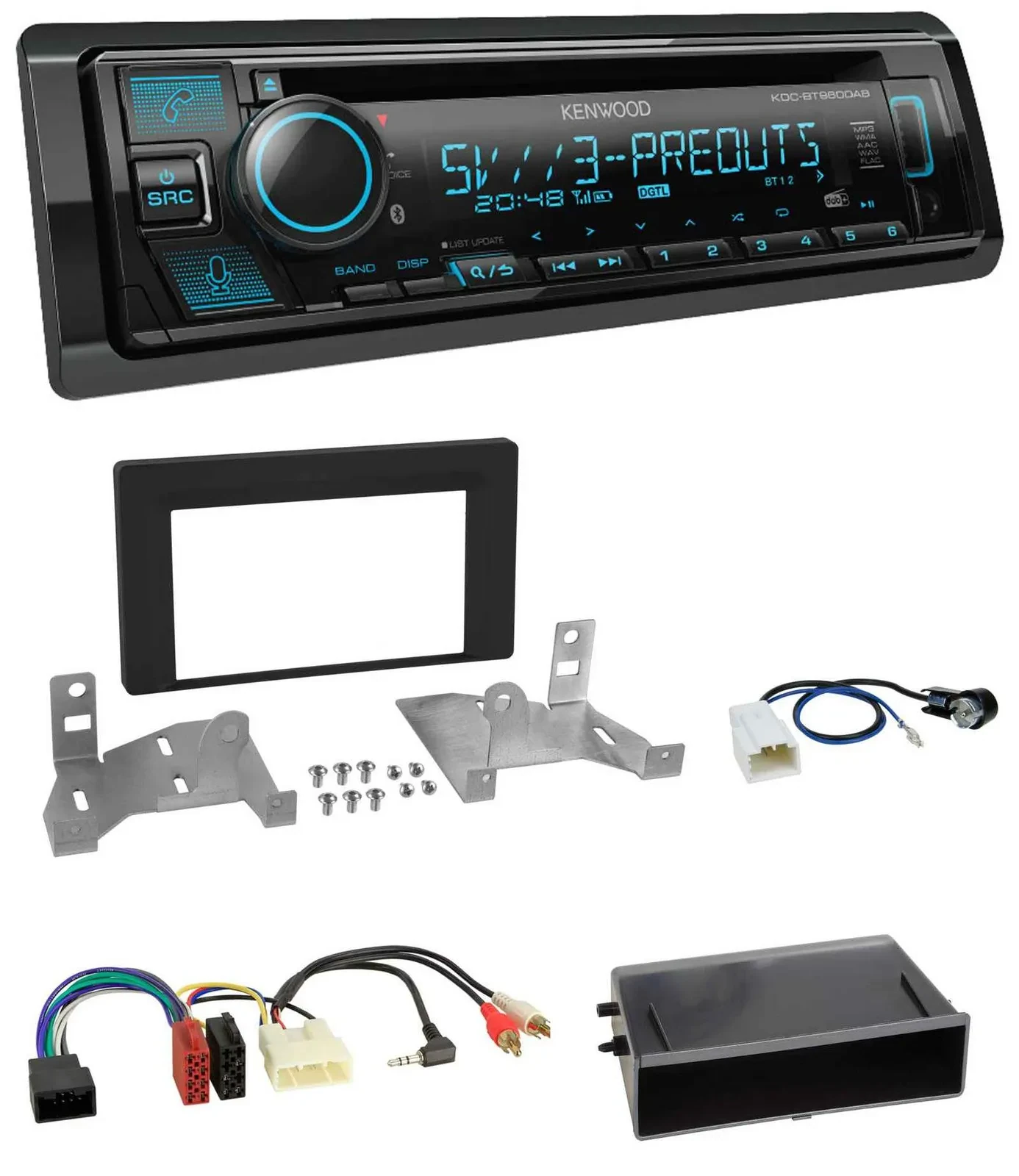 Kenwood Bluetooth USB CD MP3 DAB Autoradio für Toyota Aygo AB7 ab 2022 mattschwa