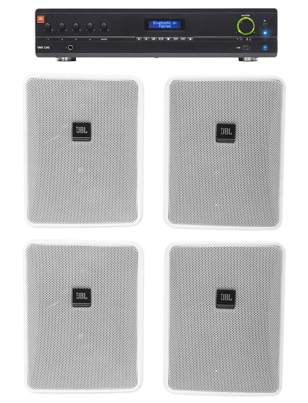 Настенная акустика JBL Control 25-1 White с усилителем (4 штуки)