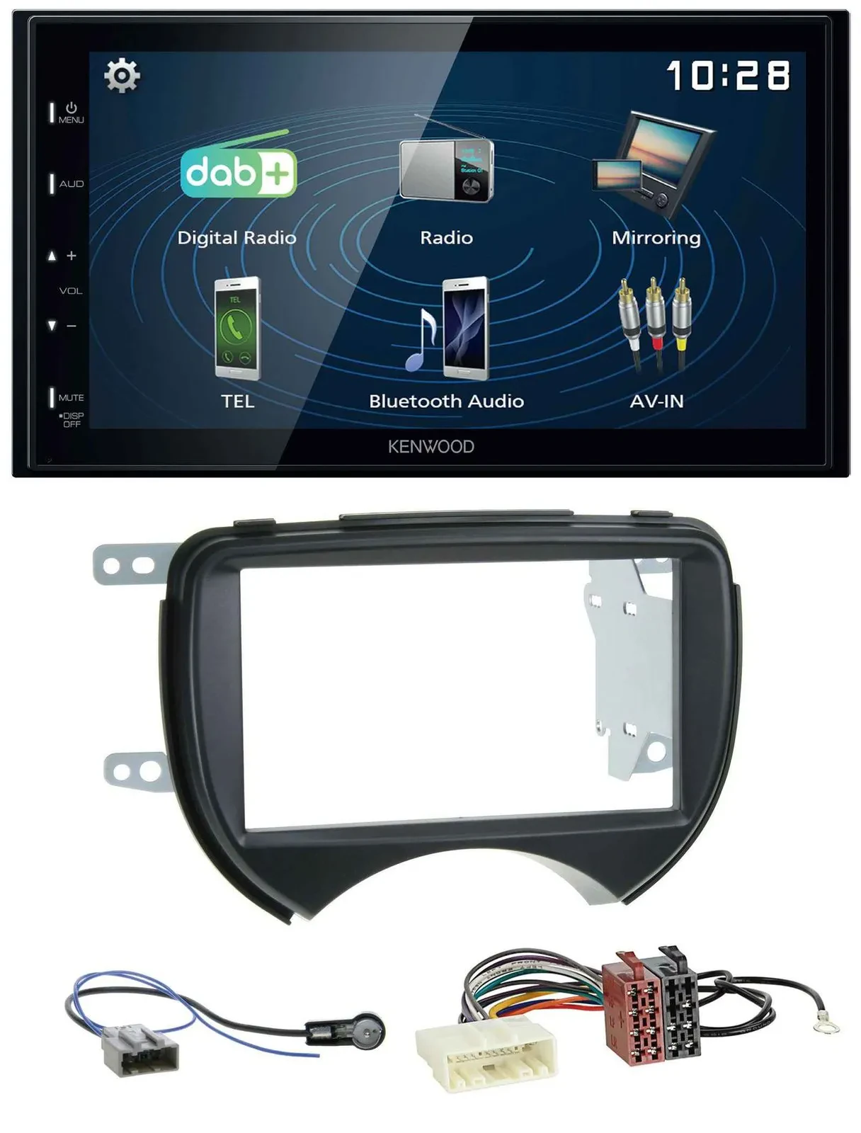 Автомагнитола Kenwood 2DIN, Bluetooth, MP3, USB, DAB, для Nissan Micra (2010–2013), черный