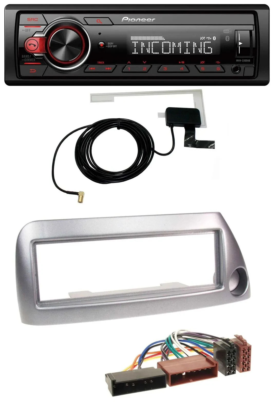 Pioneer MP3 AUX CD DAB USB Autoradio für Ford Ka bis 2008 silber-metallic