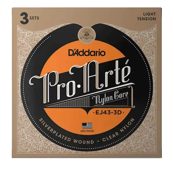 Струны для классической гитары D'Addario EJ43 Pro-Arte Nylon Core Light Tension (3 упаковки)