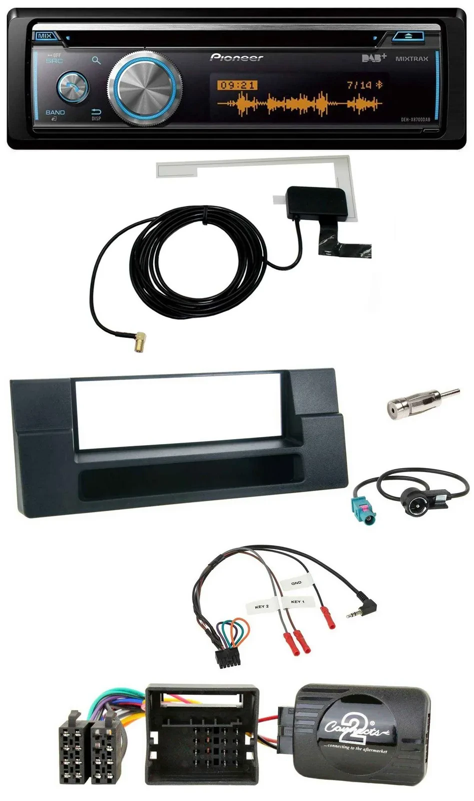 Pioneer Bluetooth DAB Lenkrad USB CD Autoradio für BMW 5er 01-04 E39 Aktivsystem