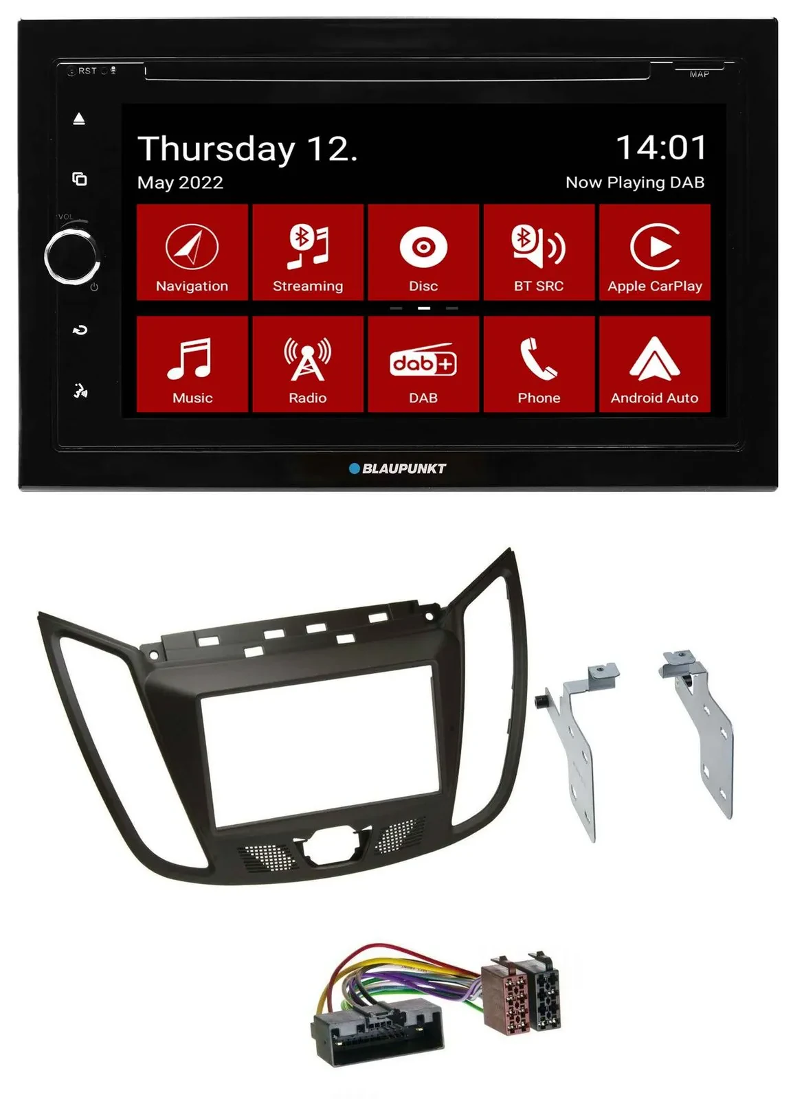 Blaupunkt MP3 DVD Bluetooth DAB 2DIN USB Autoradio für Ford C-Max (ab 10) braun