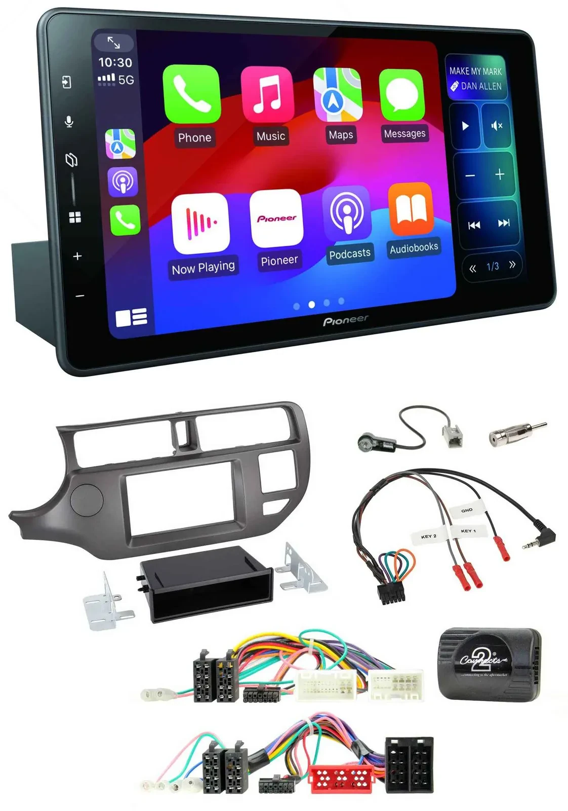 Pioneer Bluetooth DAB Lenkrad USB Autoradio für Kia Rio UB 2011-2015 anthrazit