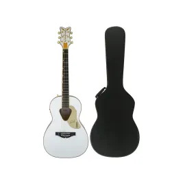 Gretsch G5021E Rancher Penguin Parlor Acoustic 6-String Guitar (White) Bundle