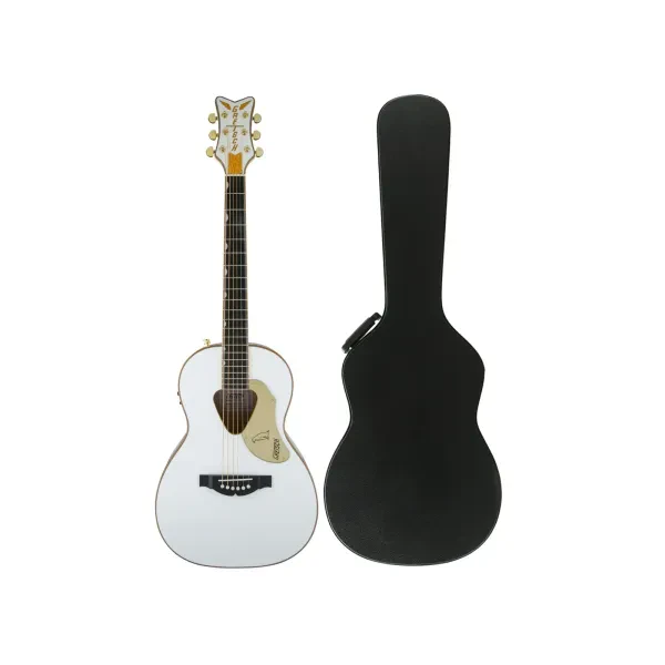 Gretsch G5021E Rancher Penguin Parlor Acoustic 6-String Guitar (White) Bundle