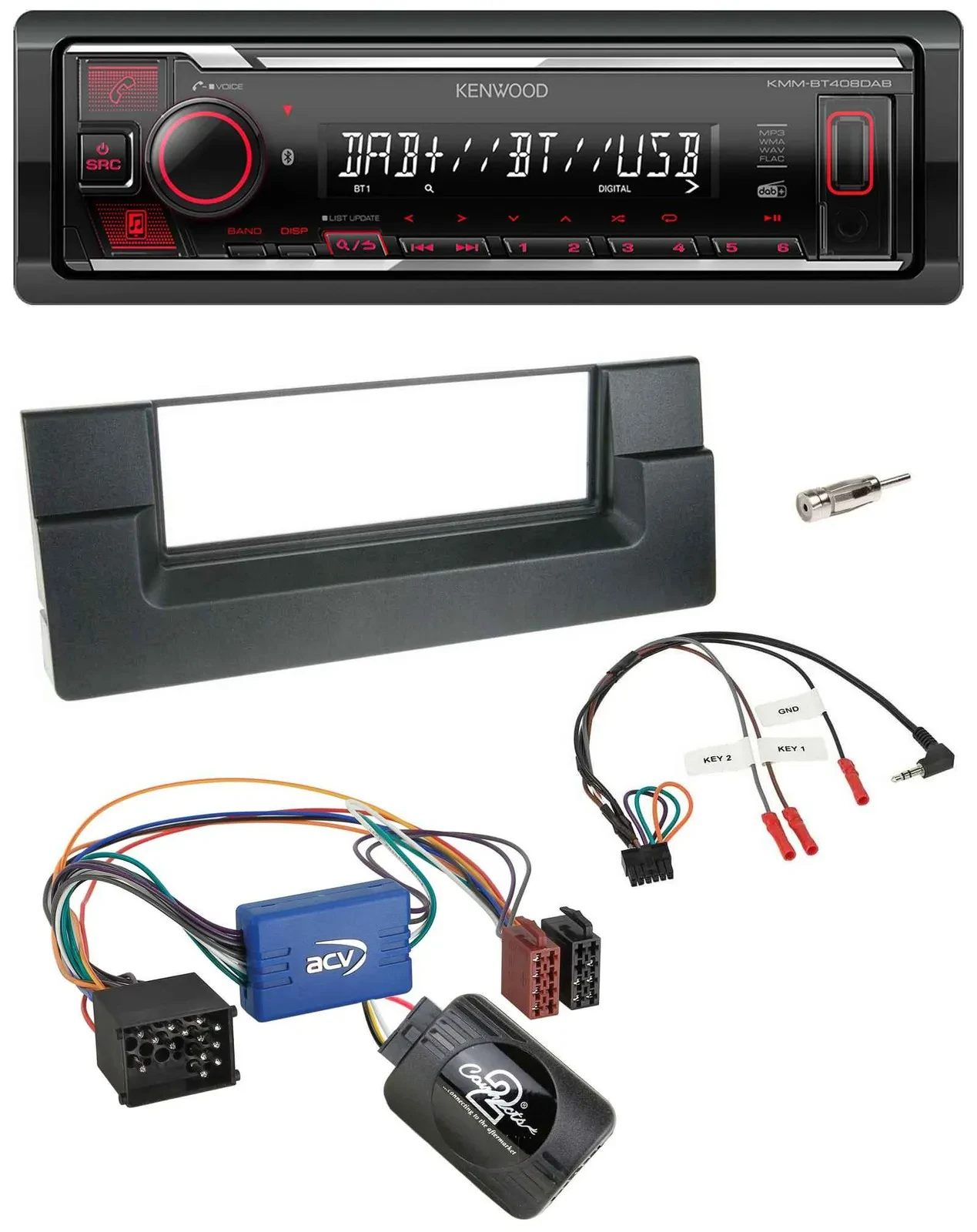 Kenwood Lenkrad Bluetooth USB DAB Autoradio für BMW 5er E39 1996-2004 Aktivsyste