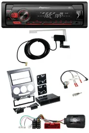 Автомагнитола для Mazda 5 (2005–2010) Pioneer 1-DIN USB DAB MP3, серебристая, поддержка управления с руля