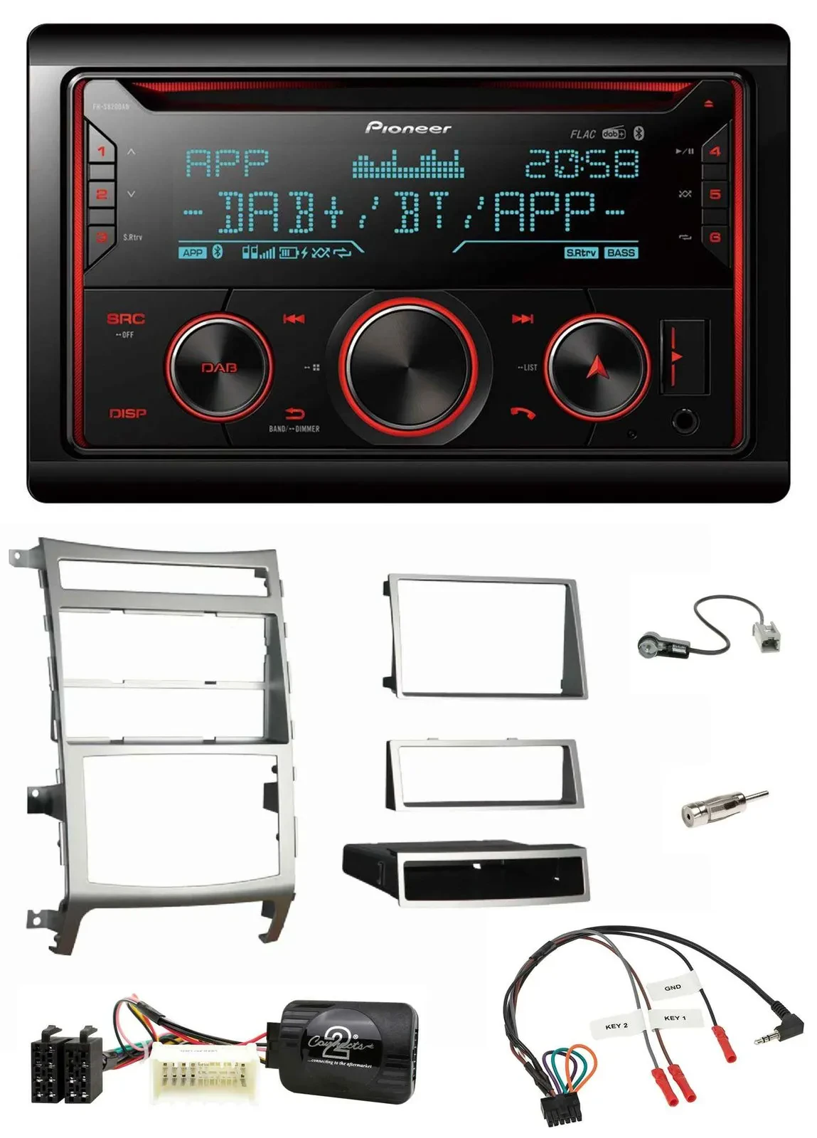 Автомагнитола Pioneer 2DIN DAB Bluetooth USB CD с поддержкой управления на руле для Hyundai IX55 (2009–2012)
