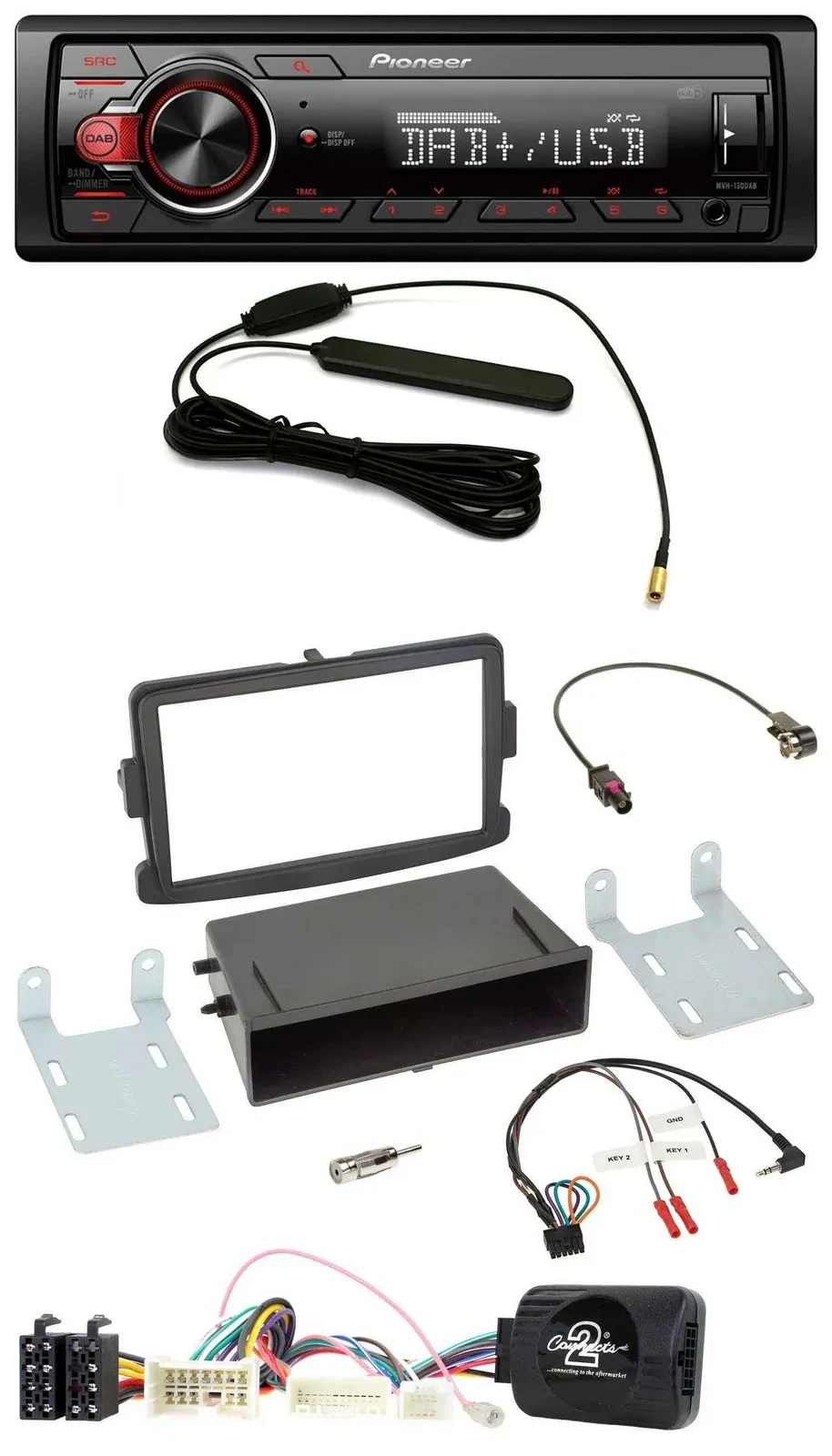 Pioneer MP3 DAB 1DIN Lenkrad USB Autoradio für Dacia Dokker Duster Lodgy ab 12 s