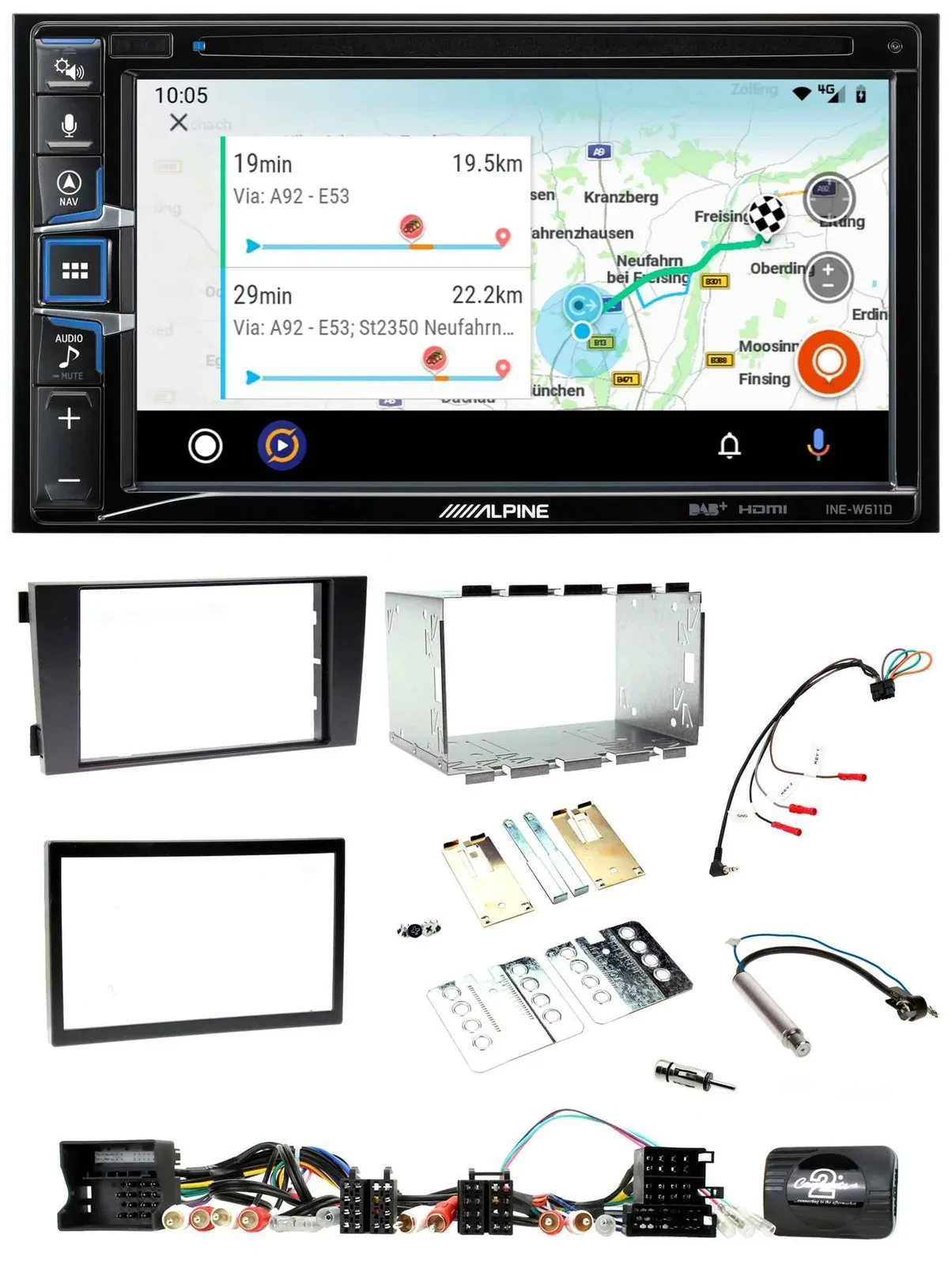 Alpine Bluetooth TMC USB DAB 2DIN Lenkrad Navigation für Audi A6 C5 2001-2004 Ak