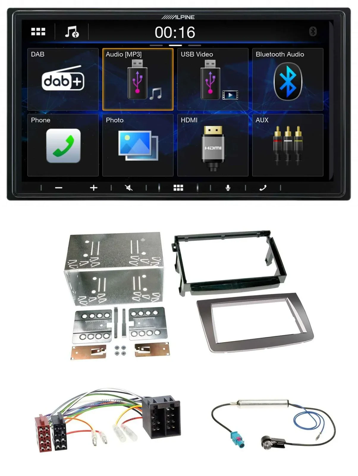 Alpine Bluetooth 2DIN MP3 DAB USB Autoradio für Alfa Romeo Mito ISO 955 08-14 si