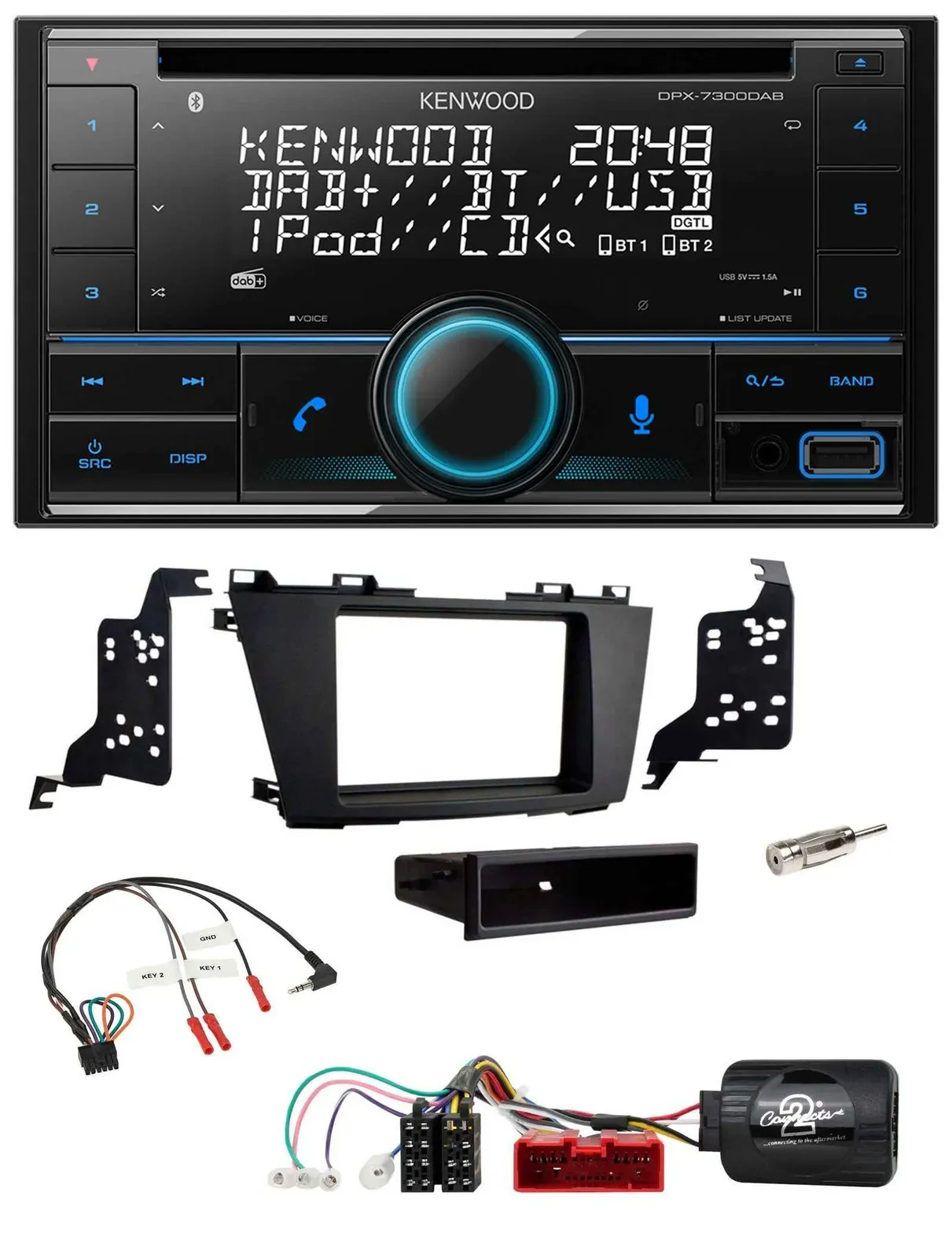 Kenwood CD 2DIN DAB USB Lenkrad Bluetooth Autoradio für Mazda 5 2010-2015
