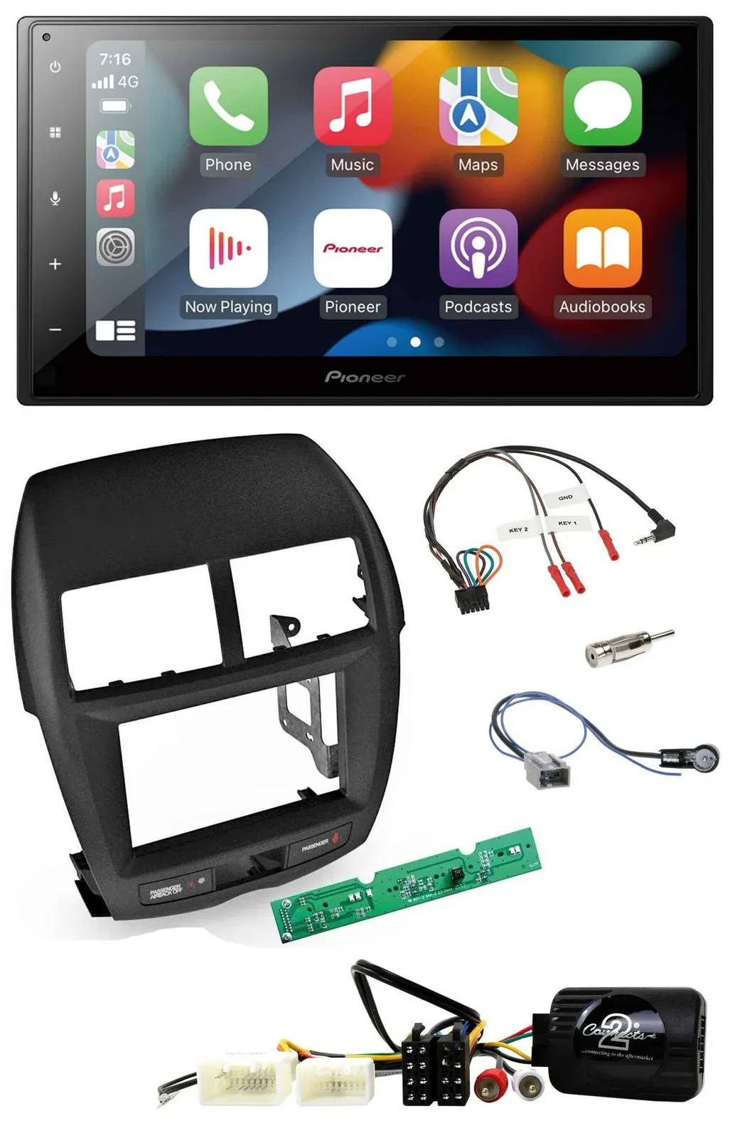 Pioneer DAB Bluetooth 2DIN USB Lenkrad Autoradio für Mitsubishi ASX 2010-2014