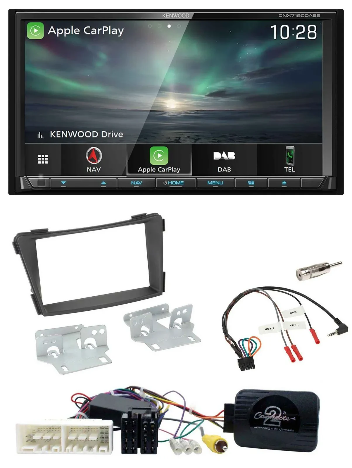 Kenwood Bluetooth USB 2DIN Lenkrad TMC DAB Navigation für Hyundai i40 VF ab 16 s