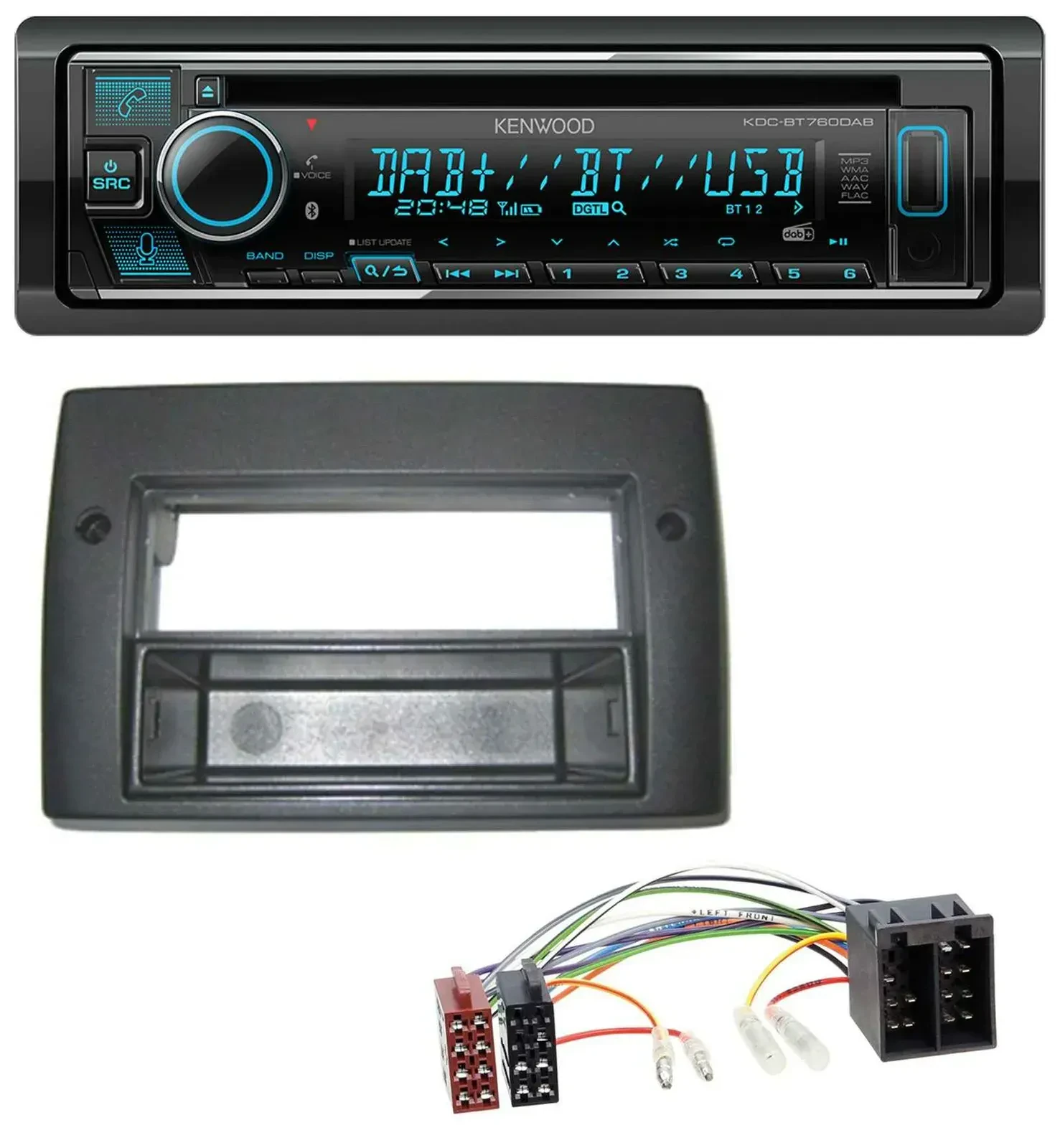 Автомагнитола Kenwood MP3 Bluetooth DAB USB CD для Fiat Stilo (2001–2008)
