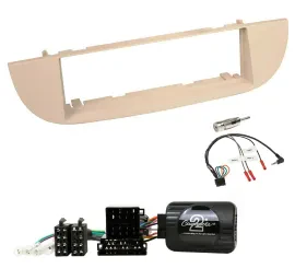 Radioset Lenkradadapter DIN Autoradio für Fiat 500 ab 2007 perlgrau beige