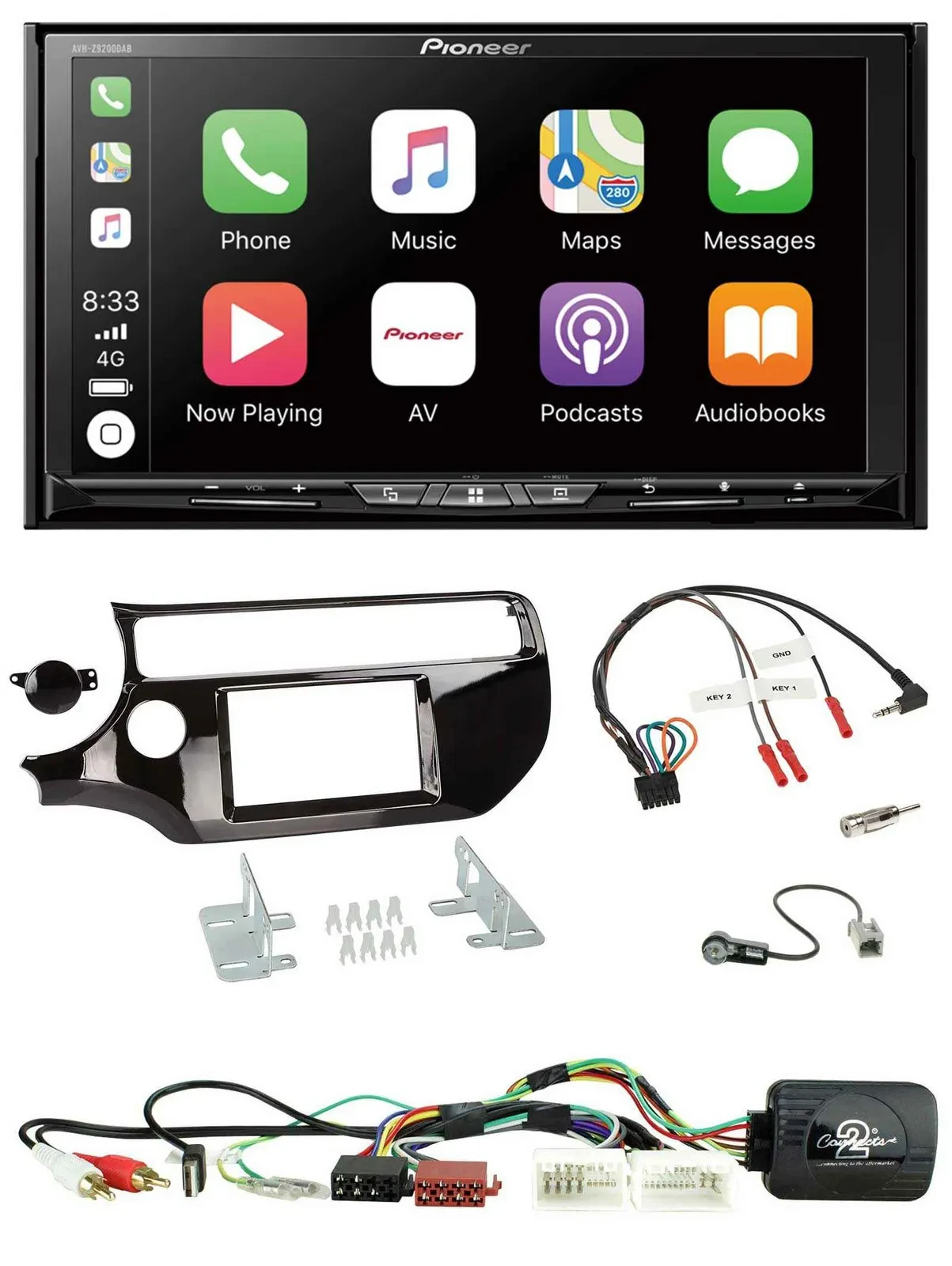 Pioneer 2DIN Lenkrad USB DAB DVD Bluetooth Autoradio für Kia Rio UB ab 2015 pian