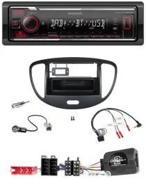 Автомагнитола Kenwood Bluetooth USB DAB для Hyundai i10 (2009–2013), черная, поддержка управления на руле