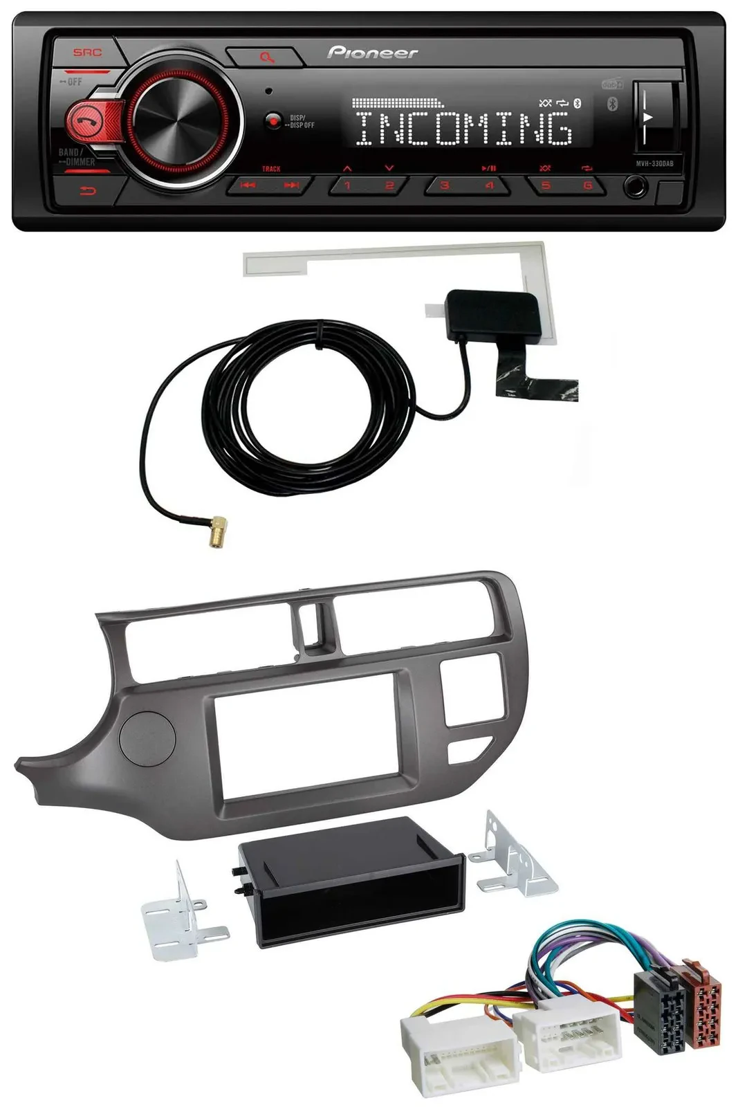 Pioneer MP3 AUX CD DAB USB Autoradio für Kia Rio UB 2011-2014 anthrazit