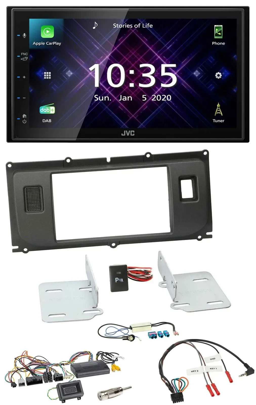JVC DAB 2DIN Lenkrad Bluetooth USB Autoradio für Land Rover Evoque 2011-2013