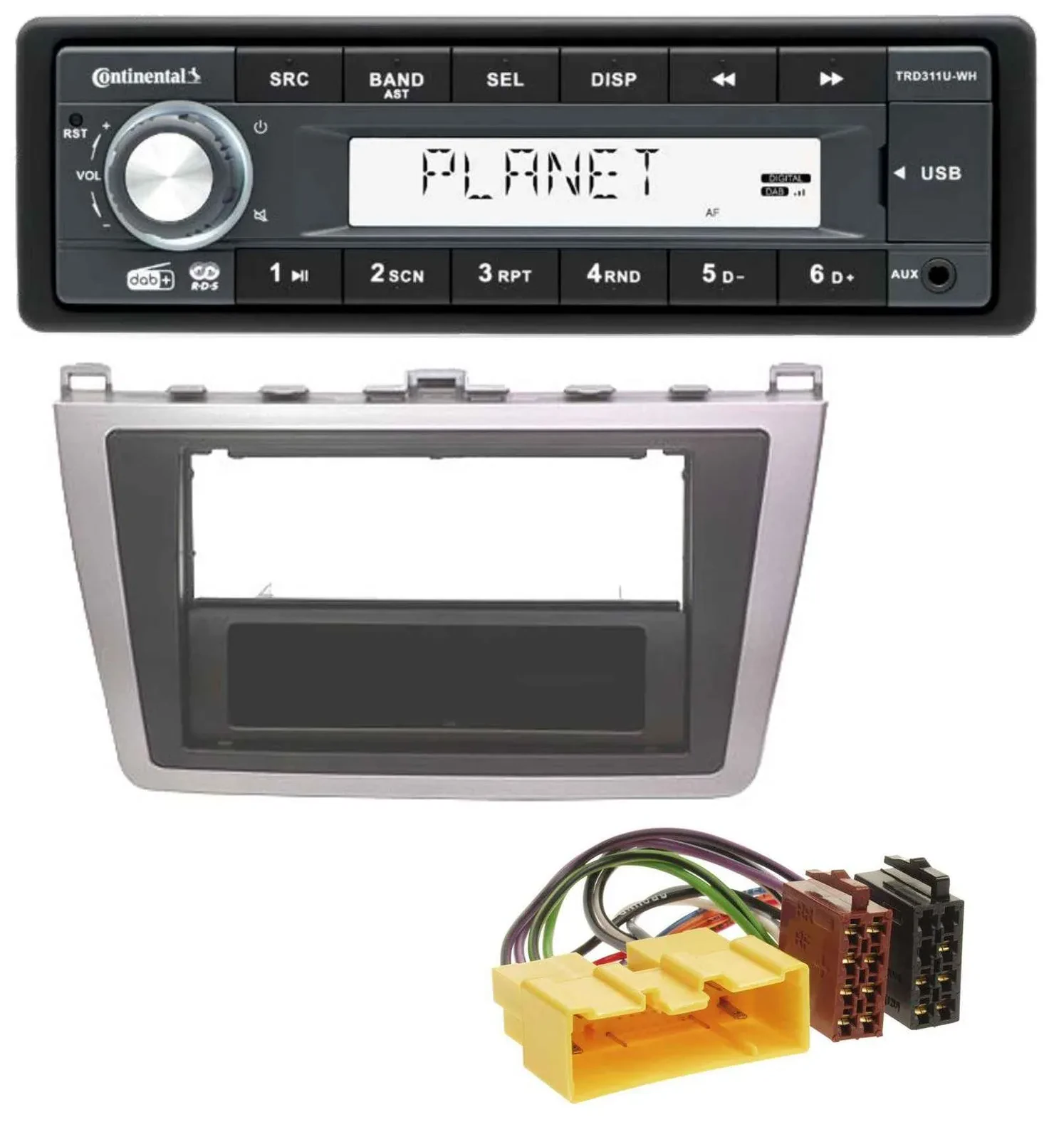 Continental MP3 AUX USB DAB 1DIN Autoradio für Mazda 6 (08-12) silber schwarz