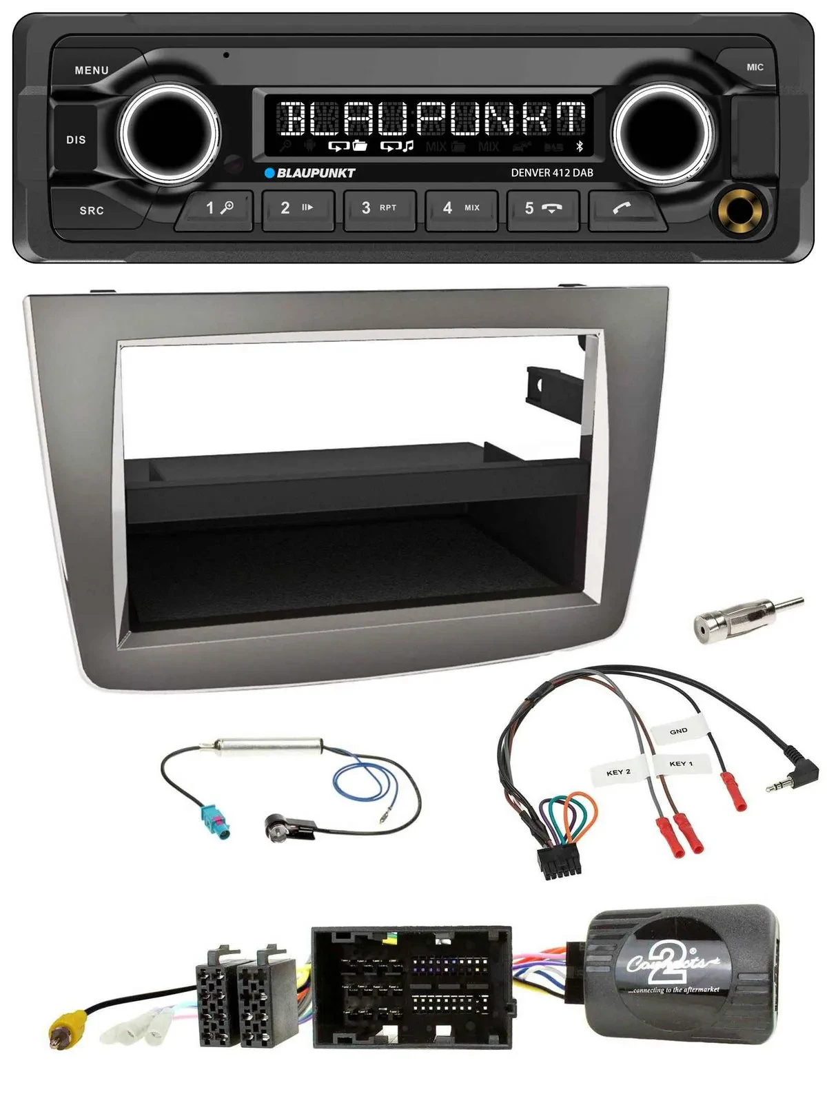Blaupunkt Bluetooth DAB Lenkrad USB Autoradio für Alfa Mito 2014-2018 955 silber
