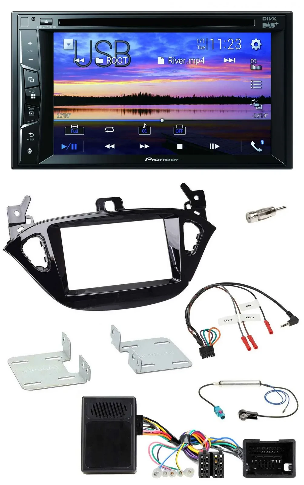 Pioneer Bluetooth 2DIN USB DVD DAB Lenkrad Autoradio für Opel Adam ab 2013 Corsa