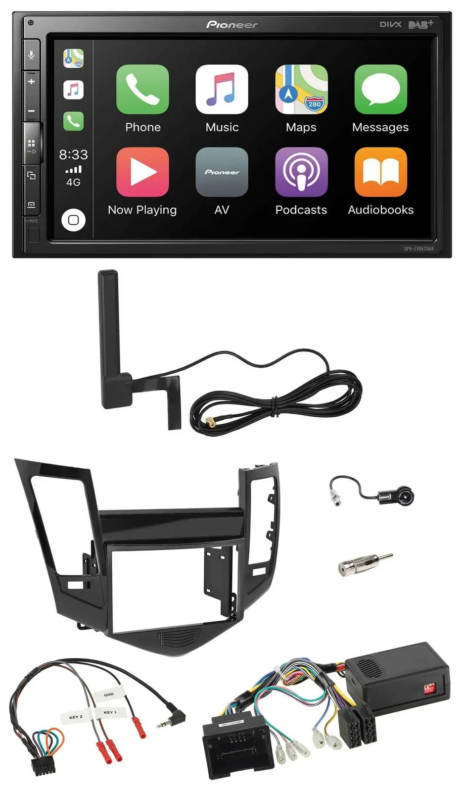 Pioneer USB 2DIN Bluetooth DAB Lenkrad Autoradio für Chevrolet Cruze 05/2009-201