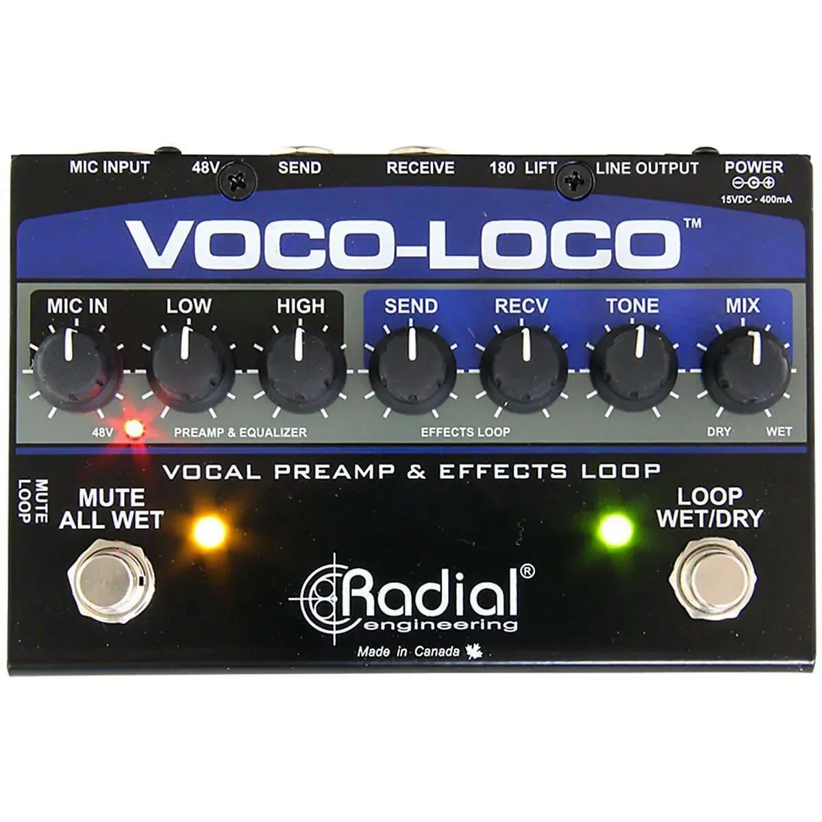 Микрофонный предусилитель для вокала Radial Engineering Voco-Loco с эффект-лупом и переключателем для гитарных педалей