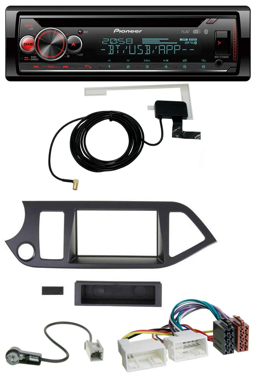 Автомагнитола Pioneer DAB, CD/MP3, USB, Bluetooth для Kia Picanto (с 2011), Start-Stop