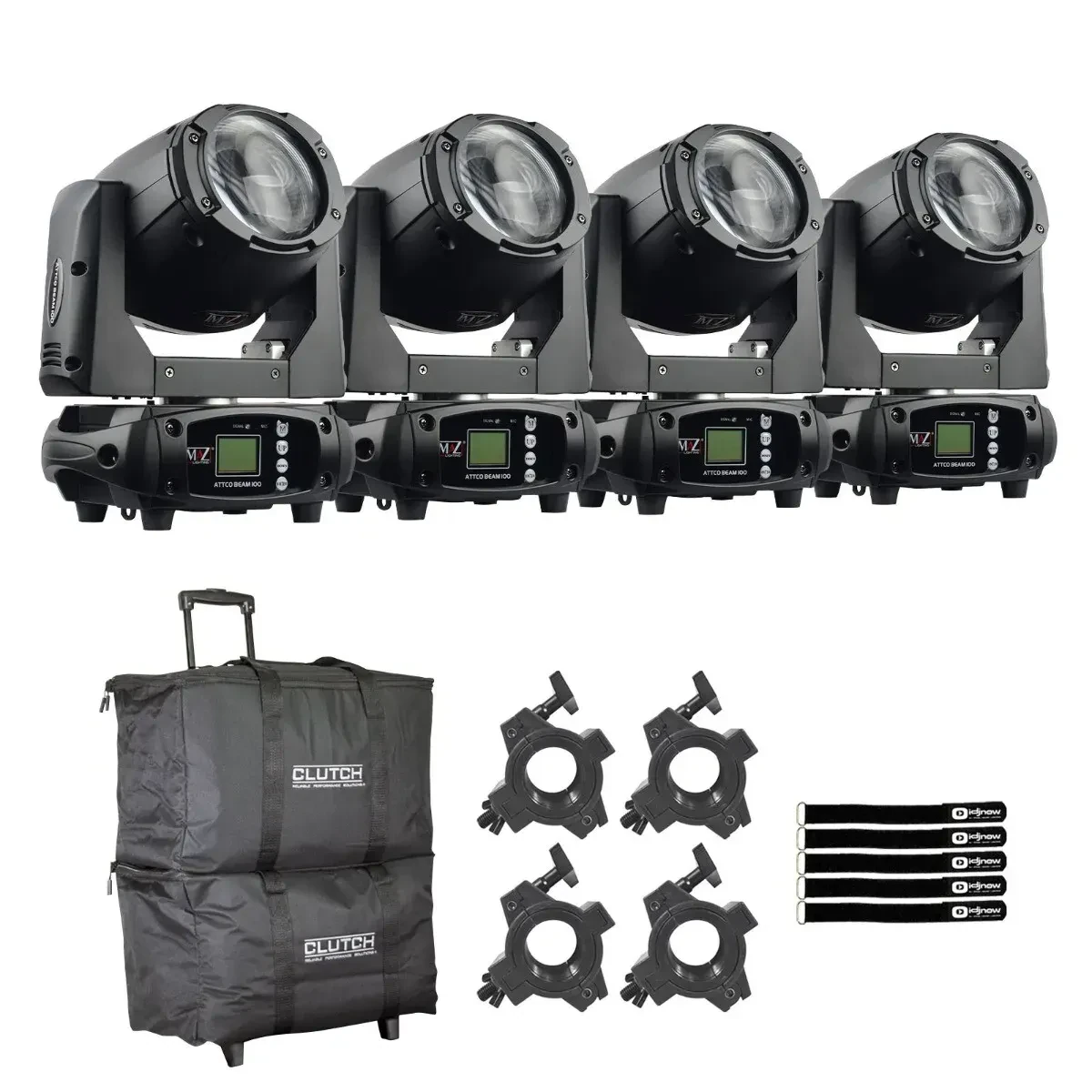 Прибор с полным движением JMAZ LIGHTING JZ3012 Attco Beam 100 Black с аксессуарами (4 штуки)