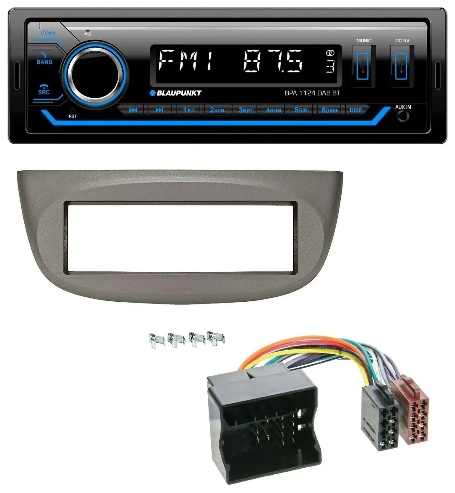 Blaupunkt Bluetooth USB DAB MP3 Autoradio für Renault Twingo 07-14 beige-grau