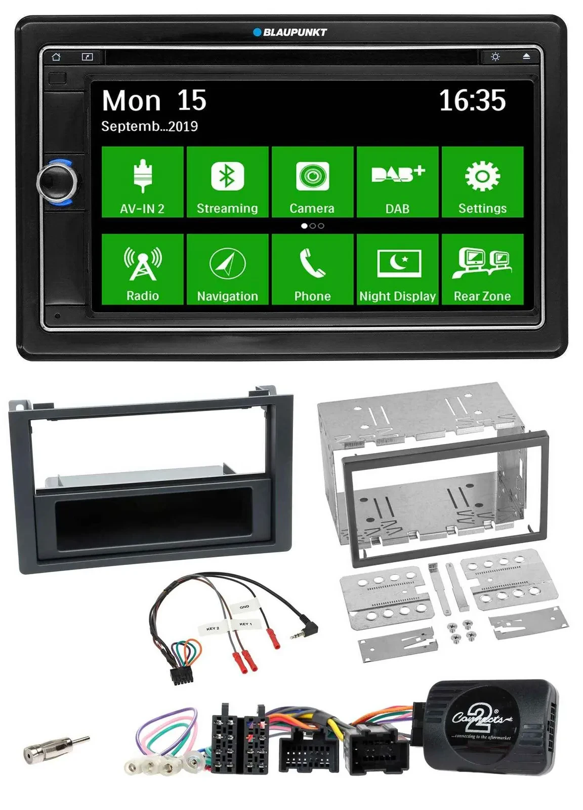 Blaupunkt Bluetooth 2DIN Lenkrad DAB USB TMC Navigation für Saab 9-3 2008-2012