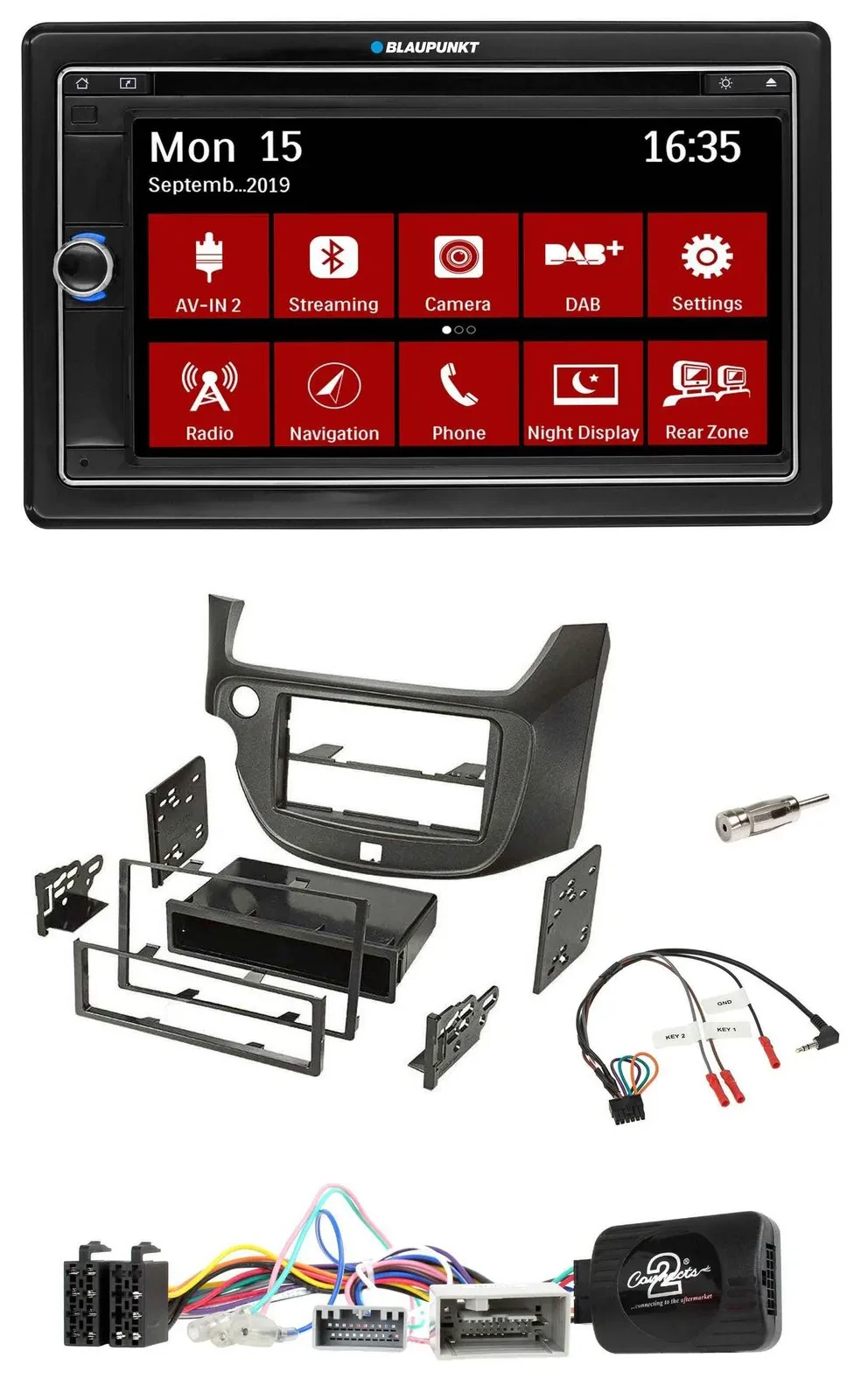Blaupunkt Lenkrad DAB TMC 2DIN USB Bluetooth Navigation für Honda Jazz ab 14 dun