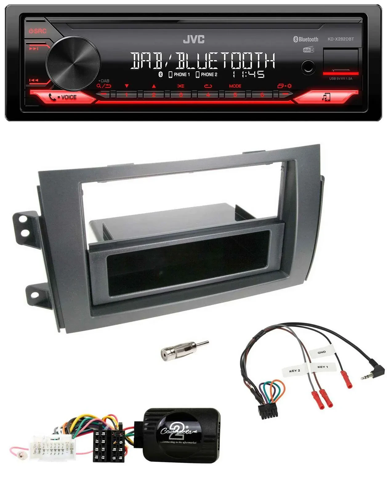 JVC Bluetooth USB DAB Lenkrad Autoradio für Fiat Sedici Suzuki SX4