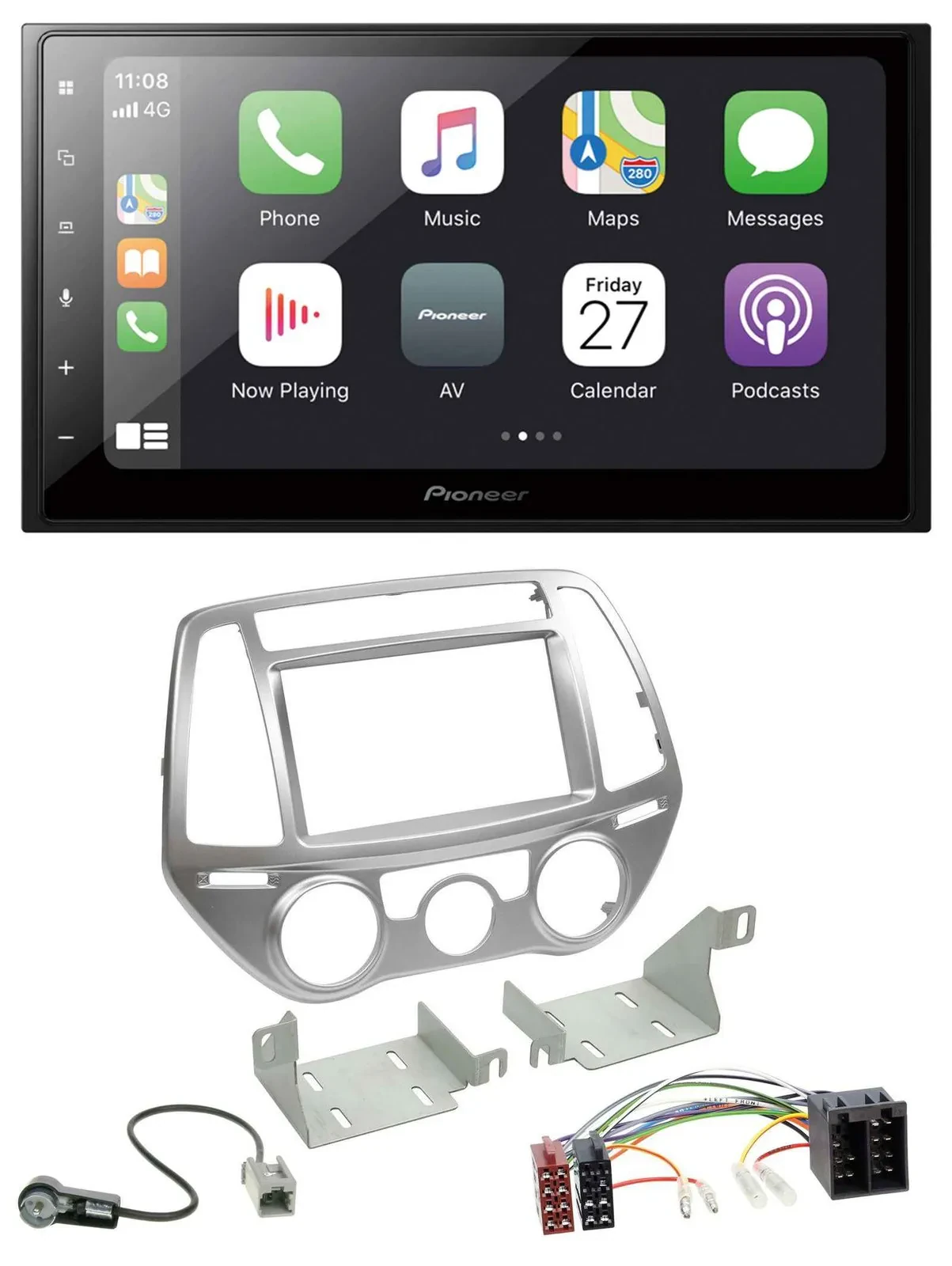 Pioneer MP3 Bluetooth DAB 2DIN USB Autoradio für Hyundai i20 12-14 man. Klima