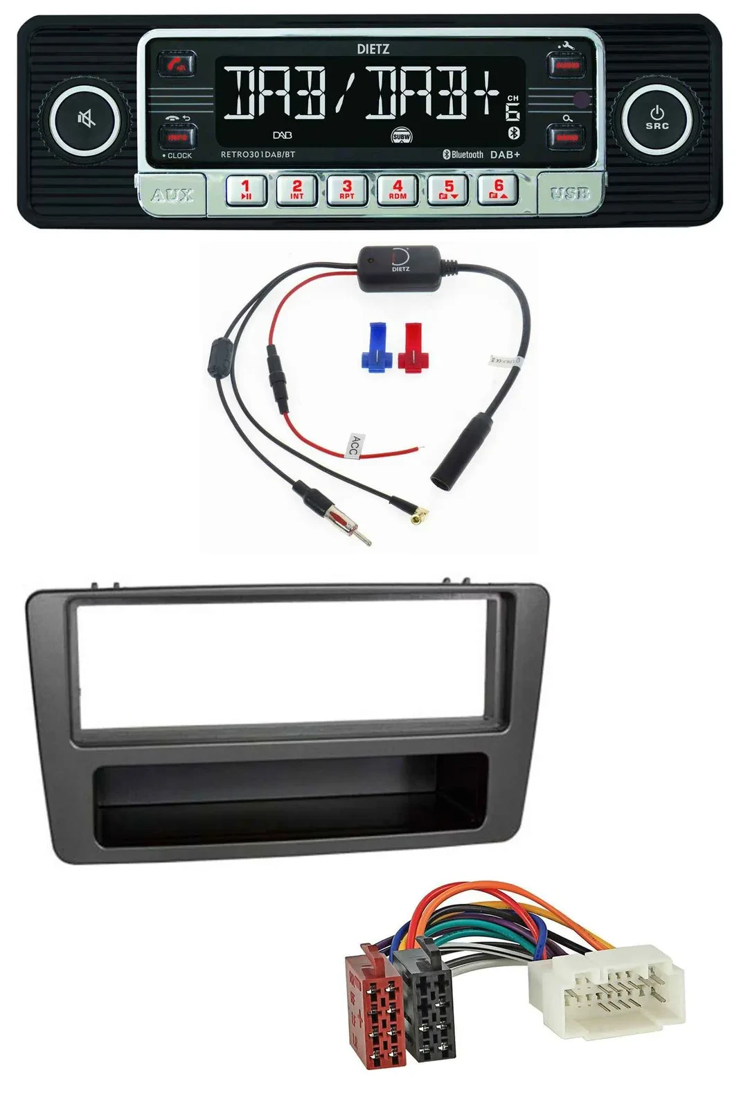 Dietz MP3 DAB Bluetooth USB Autoradio für Honda Civic 01-03 man. Klima anthrazit